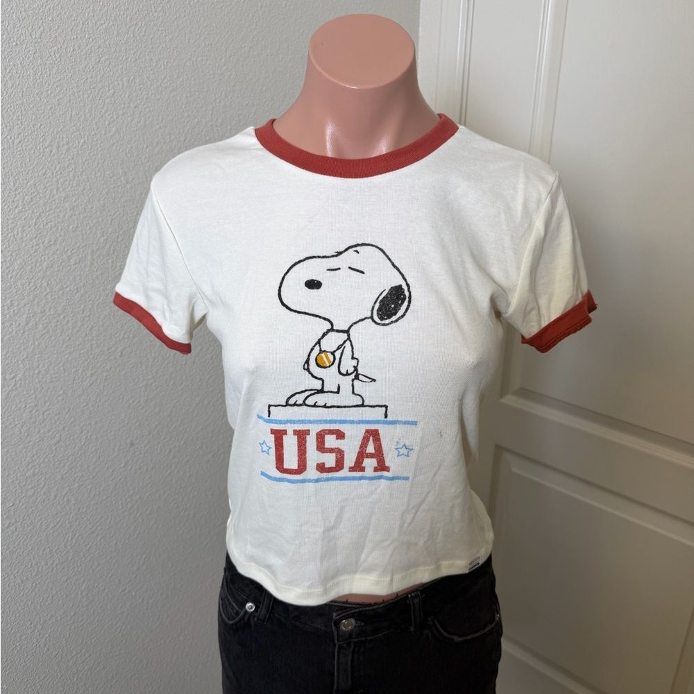 NWT RSQ Snoopy USA Crew T-Shirt Top Sz L
